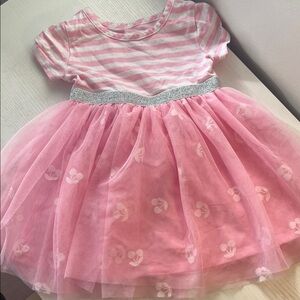 Wonder Nation Pink Striped Dress with Silver Waistband